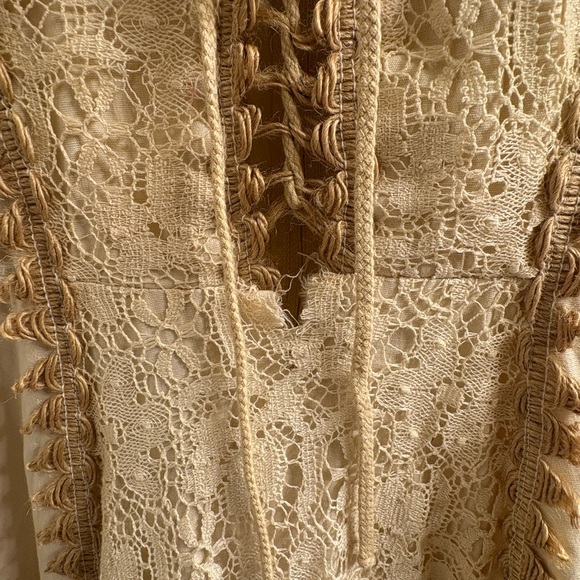 Vintage 70s Gunne Sax Jessica Cream Maxi Dress Size 7 Renaissance For Repair - Picture 5 of 15